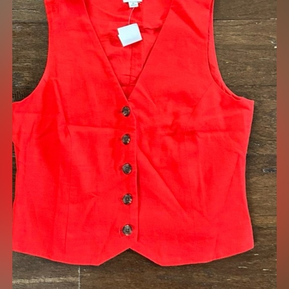 J.Crew-Button-front linen-blend vest, red size 6-NWT - Picture 11 of 15